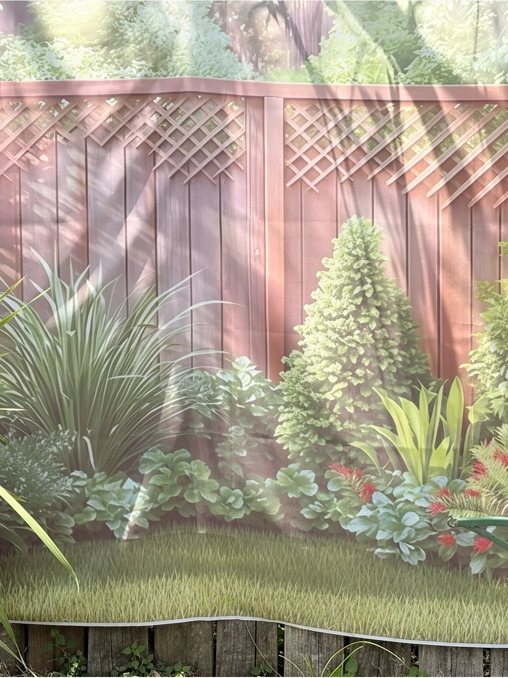 Neutral Garden Scene Wall Tapestry in Green and Brown